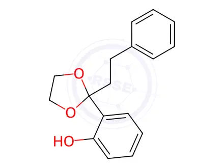 Chemical structure of 2-[2-(2-Phenylethyl)-1,3-dioxolan-2-yl]phenol