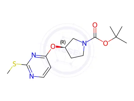 Chemical structure of (R)-tert-Butyl 3-((2-(methylthio)pyrimidin-4-yl)oxy)pyrrolidine-1-carboxylate