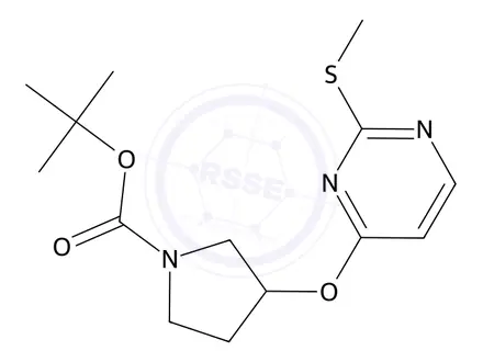 Chemical structure of (S)-tert-Butyl 3-((2-(methylthio)pyrimidin-4-yl)oxy)pyrrolidine-1-carboxylate