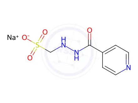 Chemical structure of 2'-(sulphomethyl)isonicotinohydrazide, monosodium salt
