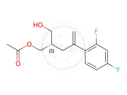 Chemical structure of (S)-4-(2,4-Difluorophenyl)-2-(hydroxymethyl)pent-4-en-1-yl Acetate