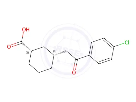 Chemical structure of (1S,3R)-3-(2-(4-chlorophenyl)-2-oxoethyl)cyclohexane-1-carboxylic acid