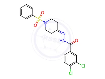 Chemical structure of N'-[1-(Benzenesulfonyl)piperidin-4-ylidene]-3,4-dichlorobenzohydrazide