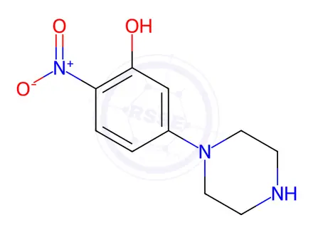 Chemical structure of 2-Nitro-5-(piperazin-1-yl)phenol