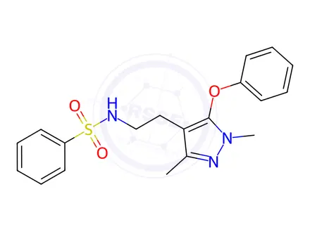 Chemical structure of N-[2-(1,3-Dimethyl-5-phenoxy-1H-pyrazol-4-yl)ethyl]benzenesulfonamide