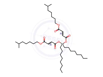 Chemical structure of diisooctyl 4,4'-[(dioctylstannylene)bis(oxy)]bis[4-oxoisocrotonate]