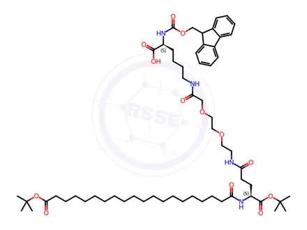 Chemical structure of Fmoc-L-LysC20-OtBu-Glu(OtBu)-AEEA-OH
