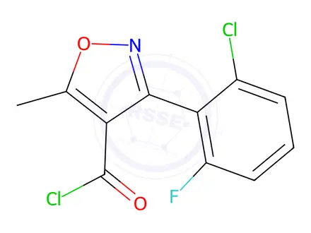 Chemical structure of 3-(2-Chloro-6-fluorophenyl)-5-methylisoxazole-4-carbonyl Chloride