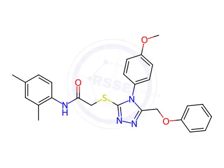 Chemical structure of N-(2,4-Dimethylphenyl)-2-((4-(4-methoxyphenyl)-5-(phenoxymethyl)-4H-1,2,4-triazol-3-yl)thio)acetamide
