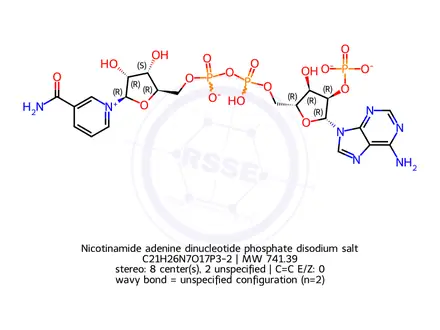Chemical structure of β-Nicotinamide adenine dinucleotide phosphate disodium salt