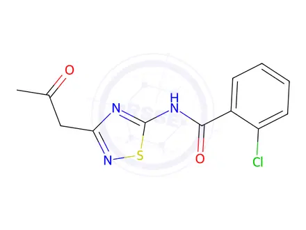 Chemical structure of 2-Chloro-N-(3-(2-oxopropyl)-1,2,4-thiadiazol-5-yl)benzamide