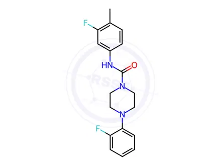 Chemical structure of N-(3-fluoro-4-methylphenyl)-4-(2-fluorophenyl)piperazine-1-carboxamide