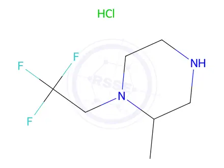 Chemical structure of 2-Methyl-1-(2,2,2-trifluoroethyl)piperazine hydrochloride