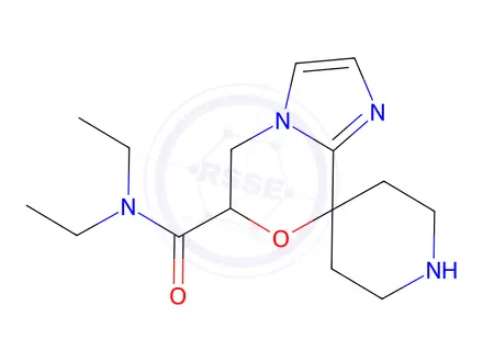 Chemical structure of N,N-Diethyl-5,6-dihydrospiro[imidazo[2,1-c][1,4]oxazine-8,4'-piperidine]-6-carboxamide