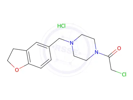 Chemical structure of 2-Chloro-1-[4-(2,3-dihydro-1-benzofuran-5-ylmethyl)piperazin-1-yl]ethan-1-one hydrochloride