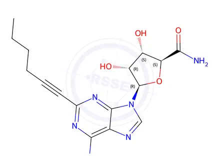 Chemical structure of 2-(1-hexyn-1-yl)adenosine-5'-uronamide