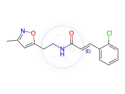 Chemical structure of (E)-3-(2-Chlorophenyl)-N-(2-(3-methylisoxazol-5-yl)ethyl)acrylamide