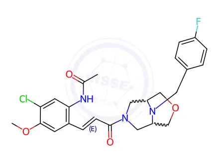 Chemical structure of N-(5-Chloro-2-(3-(9-(4-fluorobenzyl)-3-oxa-7,9-diazabicyclo[3.3.1]nonan-7-yl)-3-oxoprop-1-en-1-yl)-4-methoxyphenyl)acetamide
