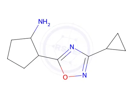 Chemical structure of 2-(3-Cyclopropyl-1,2,4-oxadiazol-5-yl)cyclopentan-1-amine