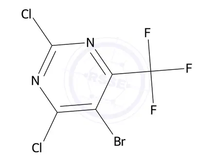 Chemical structure of 5-Bromo-2,4-dichloro-6-(trifluoromethyl)pyrimidine