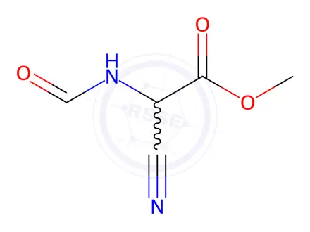 Chemical structure of Acetic acid, cyano(formylamino)-, methyl ester (9CI)