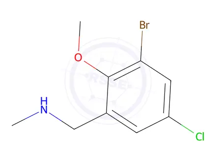 Chemical structure of 1-(3-Bromo-5-chloro-2-methoxyphenyl)-N-methylmethanamine