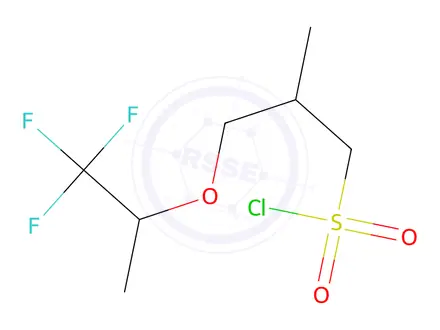 Chemical structure of 2-Methyl-3-((1,1,1-trifluoropropan-2-yl)oxy)propane-1-sulfonyl chloride