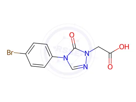 Chemical structure of 2-[4-(4-bromophenyl)-5-oxo-4,5-dihydro-1H-1,2,4-triazol-1-yl]acetic acid