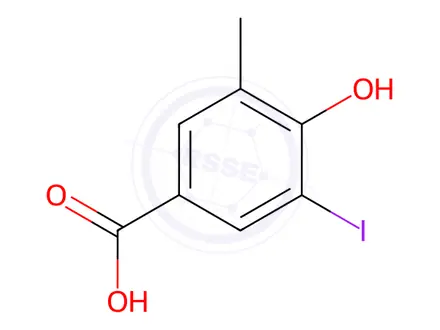 Chemical structure of 4-Hydroxy-3-iodo-5-methylbenzoic acid