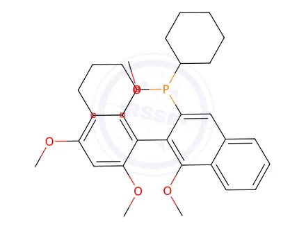 Chemical structure of Dicyclohexyl(4-methoxy-3-(2,4,6-trimethoxyphenyl)naphthalen-2-yl)phosphine