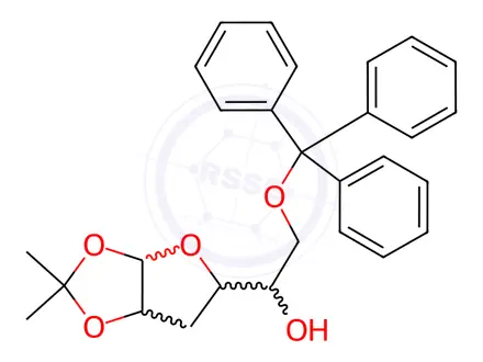 Chemical structure of 1-O,2-O-Isopropylidene-6-O-(triphenylmethyl)-3-deoxy-α-D-ribo-hexofuranose