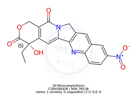 Chemical structure of 10-Nitrocamptothecin