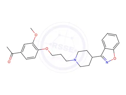 Chemical structure of 1-(4-(3-(4-(benzo[d]isoxazol-3-yl)piperidin-1-yl)propoxy)-3-methoxyp henyl)ethan-1-one