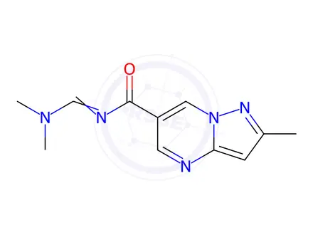 Chemical structure of N-((dimethylamino)methylene)-2-methylpyrazolo[1,5-a]pyrimidine-6-carboxamide