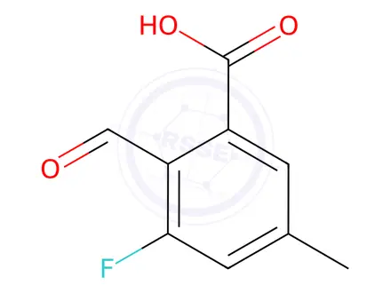 Chemical structure of 3-Fluoro-2-formyl-5-methylbenzoic acid