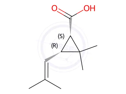 Chemical structure of (1S-cis)-2,2-dimethyl-3-(2-methylprop-1-enyl)cyclopropanecarboxylic acid