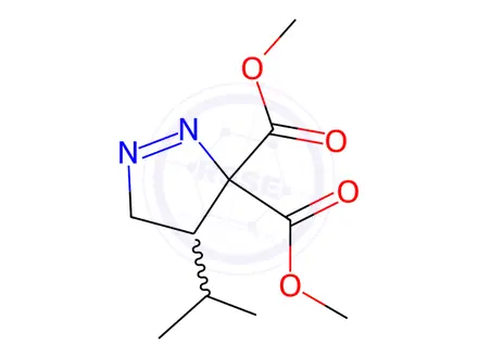 Chemical structure of 4,5-Dihydro-4-(1-methylethyl)-3H-pyrazole-3,3-dicarboxylic acid dimethyl ester