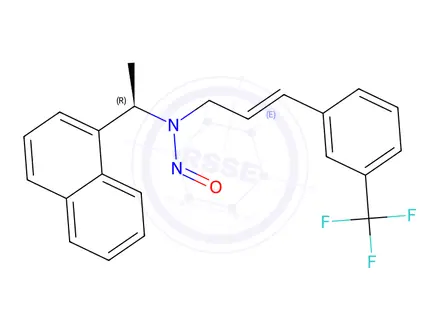 Chemical structure of (R,E)-N-(1-(naphthalen-1-yl)ethyl)-N-(3-(3-(trifluoromethyl)phenyl) allyl) nitrous amide