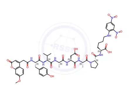 Chemical structure of N6-(2,4-Dinitrophenyl)-N2-(2-(7-methoxy-2-oxo-2H-chromen-4-yl)acetyl)-L-tyrosyl-L-valyl-L-alanyl-L-aspartyl-L-alanyl-L-prolyl-L-lysine