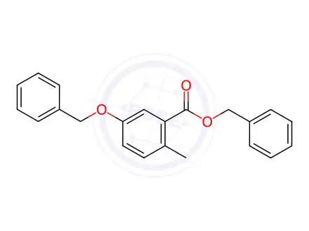 Chemical structure of Benzoic acid, 2-methyl-5-(phenylmethoxy)-, phenylmethyl ester