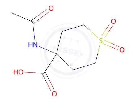Chemical structure of 4-Acetamidotetrahydro-2h-thiopyran-4-carboxylic acid 1,1-dioxide