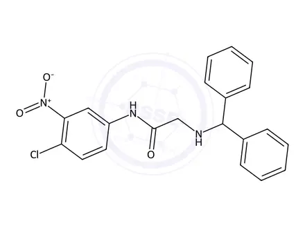 Chemical structure of 2-(Benzhydrylamino)-N-(4-chloro-3-nitrophenyl)acetamide