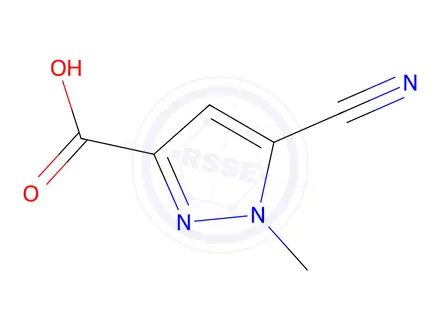 Chemical structure of 1H-Pyrazole-3-carboxylic acid, 5-cyano-1-methyl-