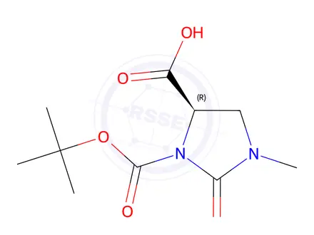 Chemical structure of (R)-3-(tert-Butoxycarbonyl)-1-methyl-2-oxoimidazolidine-4-carboxylic acid