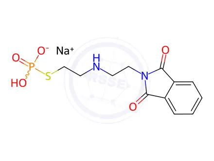 Chemical structure of Ethanethiol, 2-(2-phthalimidoethylamino)-, monosodium phosphate (ester), hexahydrate