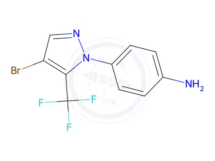 Chemical structure of 4-[4-bromo-5-(trifluoromethyl)-1h-pyrazol-1-yl]aniline