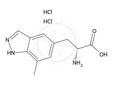 Chemical structure of (R)-2-amino-3-(7-methyl-1H-indazol-5-yl)propanoic acid dihydrochloride