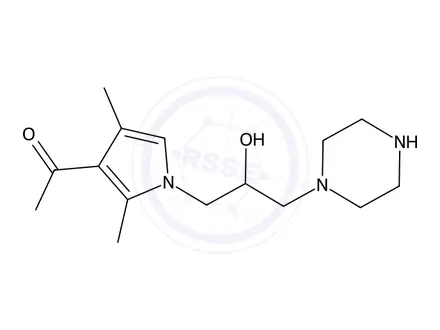 Chemical structure of 1-(1-(2-Hydroxy-3-(piperazin-1-yl)propyl)-2,4-dimethyl-1H-pyrrol-3-yl)ethan-1-one