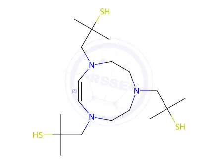 Chemical structure of N,N',N''-tris(2-methyl-(2-propanethiol))-1,4,7-triazacyclononane