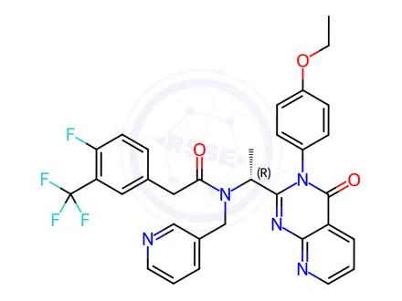 Chemical structure of N-[(1R)-1-[3-(4-Ethoxyphenyl)-3,4-dihydro-4-oxopyrido[2,3-d]pyrimidin-2-yl]ethyl]-4-fluoro-N-(3-pyridinylmethyl)-3-(trifluoromethyl)benzeneacetamide